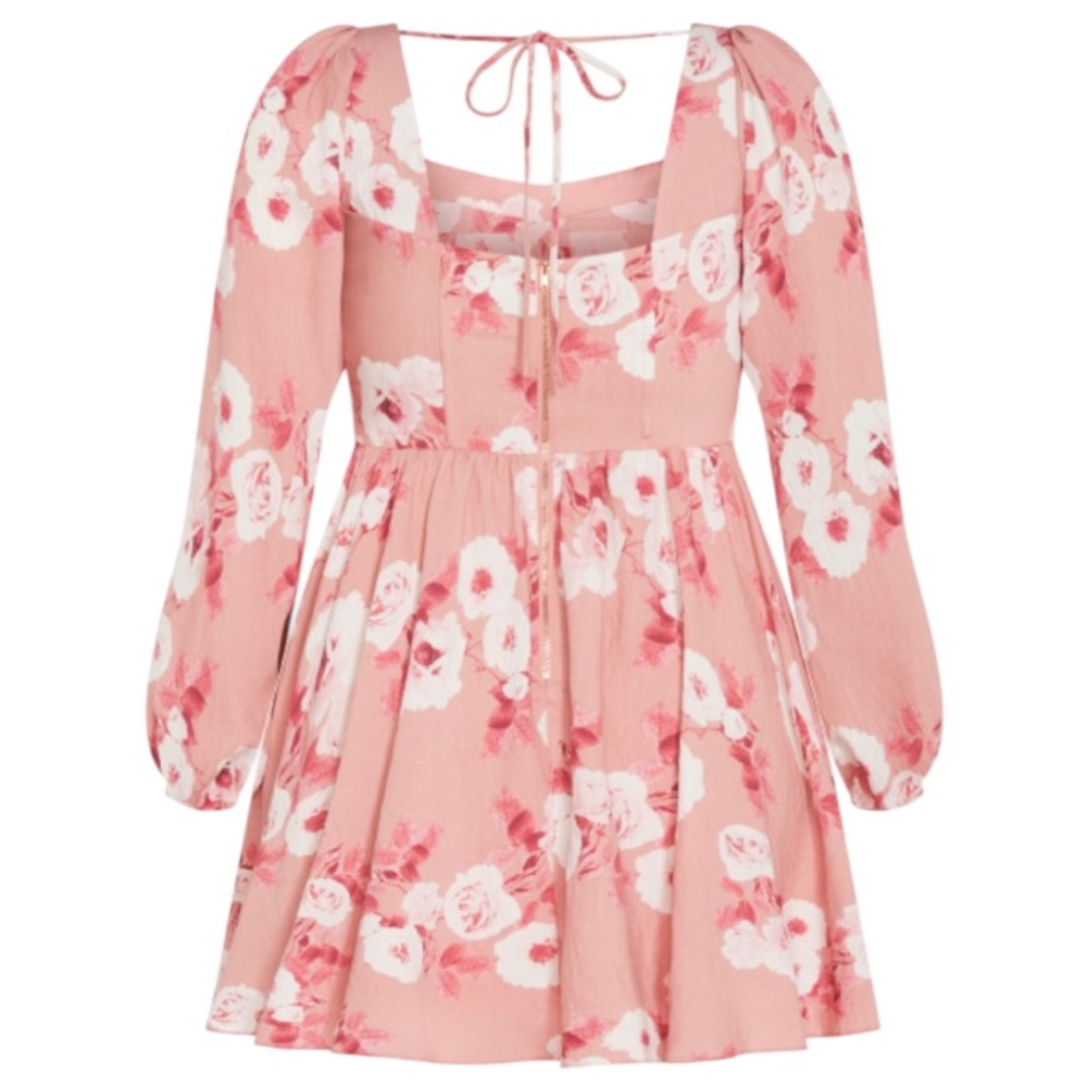 City Chic Pink Rose Print Mini Dress Plus Size 18 Romantic Flowy Boho Date NWT - Picture 4 of 5